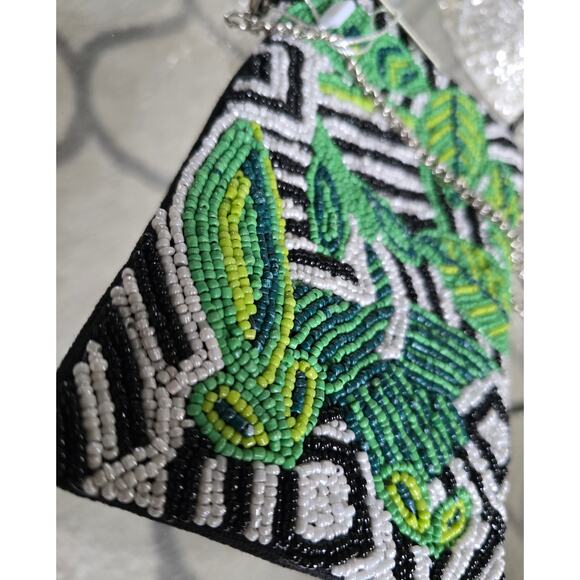 Kay Lee Glass Beaded Small Crossbody Bag Leaf Pattern New - Picture 5 of 6